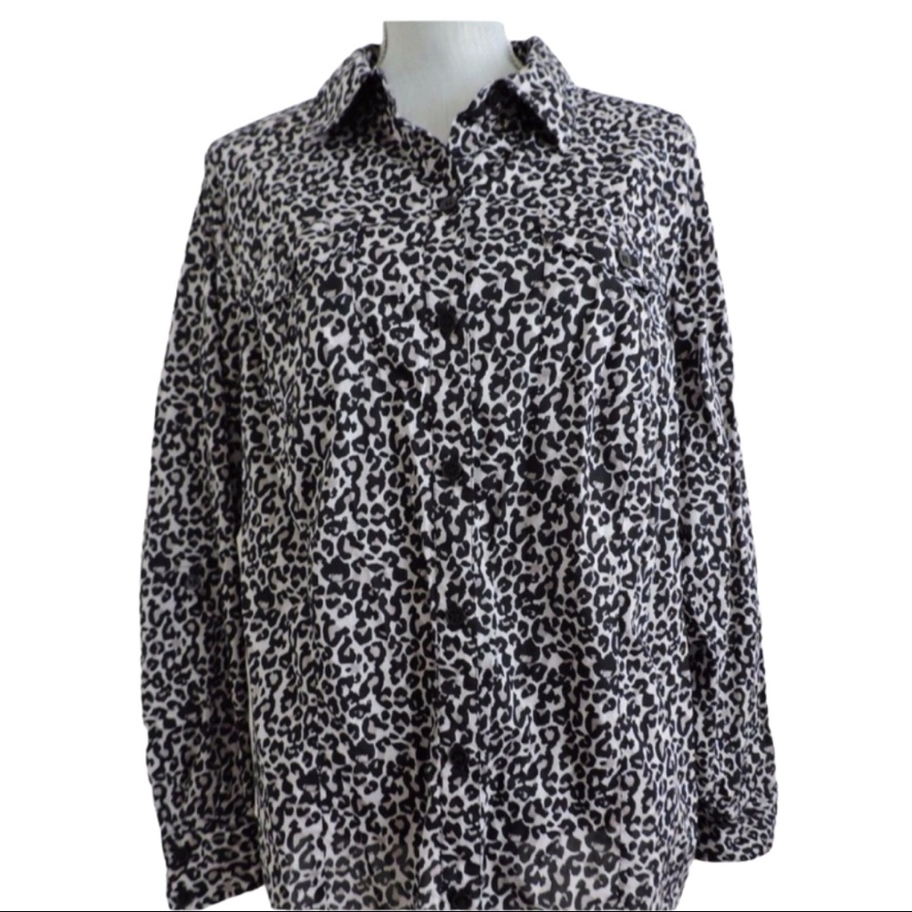Style & Co Button Down Animal Print Shirt 16W - Picture 1 of 8
